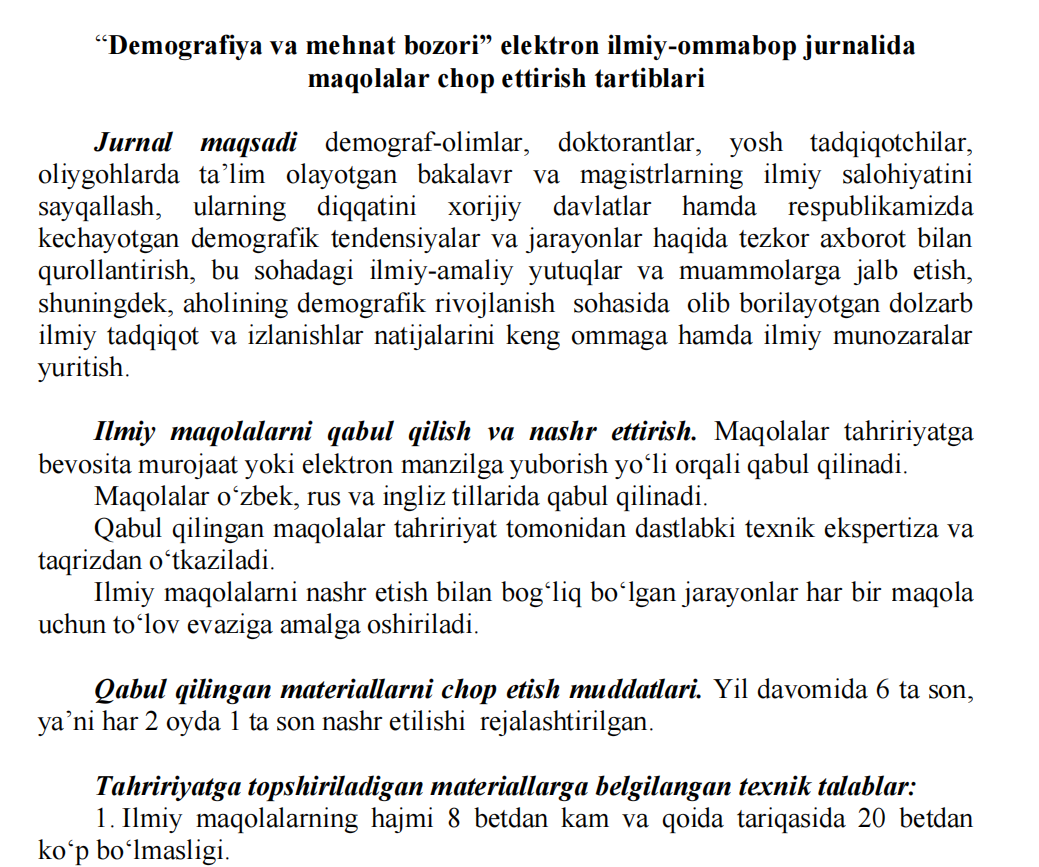 Jurnalida maqolalar chop ettirish tartiblari